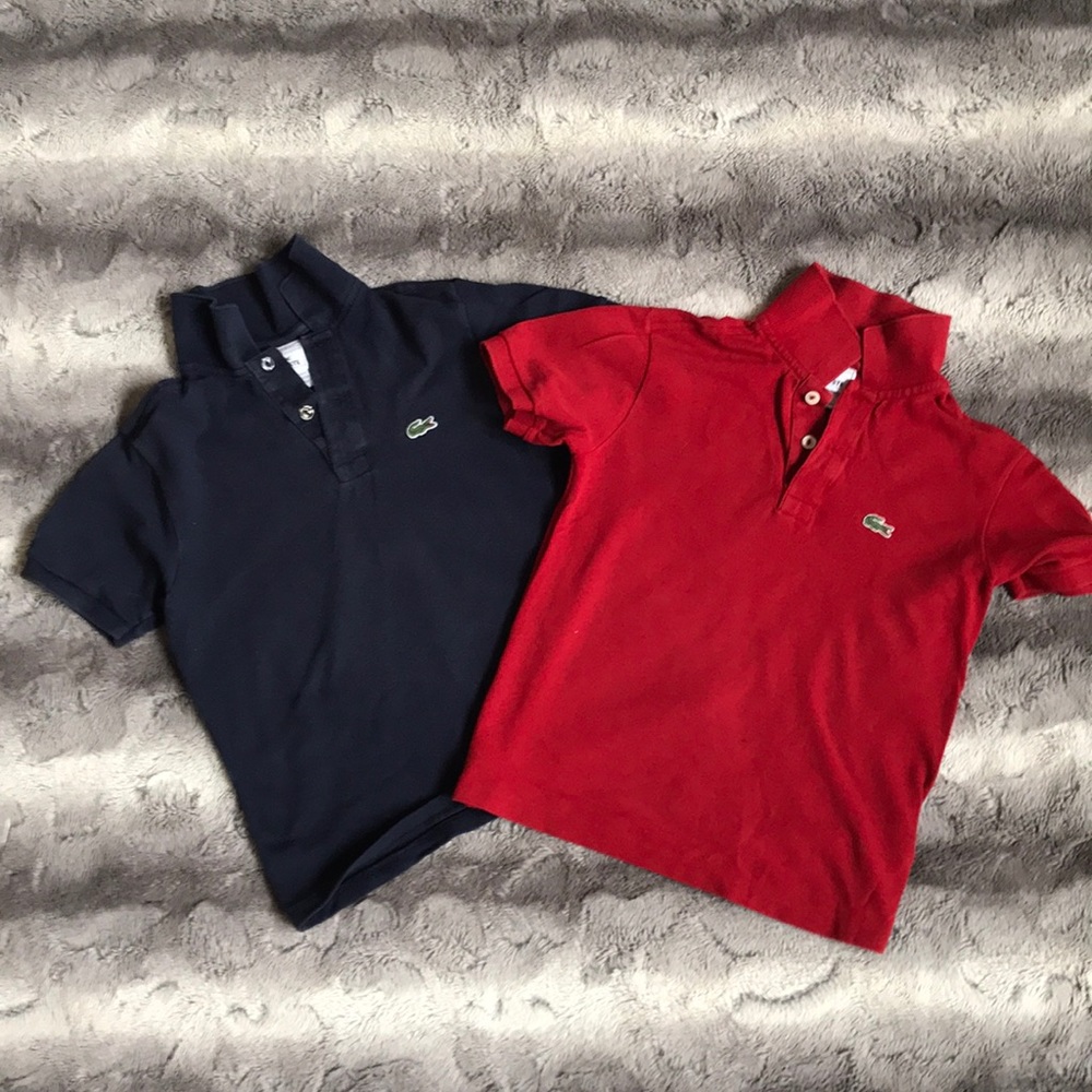 Two Lacoste boys polo shirts fits boys size 6
